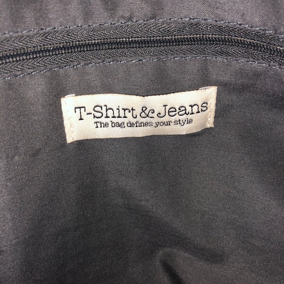 T-Shirt & Jeans Gray & Tan Tote Purse w/ Tassels - Picture 10 of 11